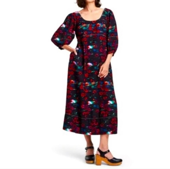 📌FINAL SALE |Rachel Comey x Target | Black Floral Print Midi Dress - Picture 5 of 10